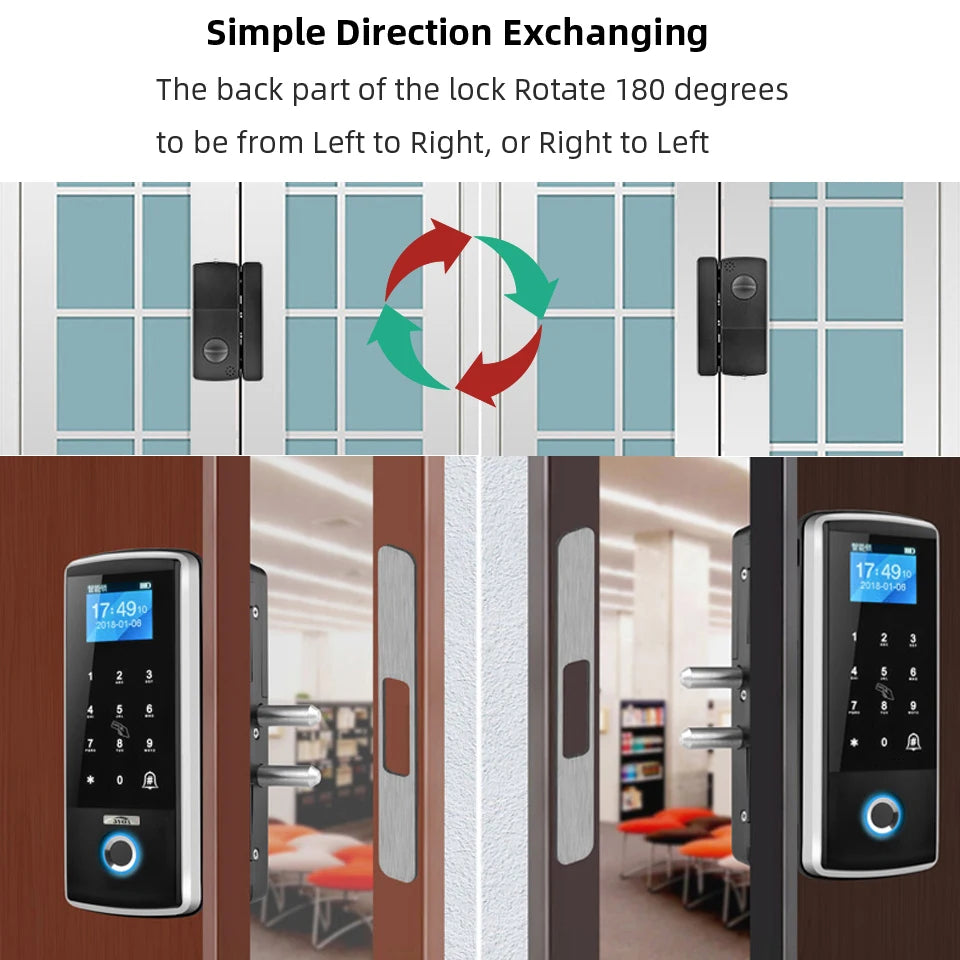 Fingerprint Door Lock Glasses Door Smart Electric Gate Opener RFID Card Password Electronic Gate Lock finger security Password