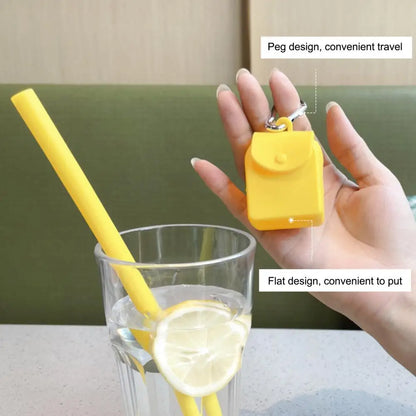 Mini Bag Keychain  Convenient Cup Bottle Hanging Mini Portable Straw Storage Bag  Solid Color Storage Bag