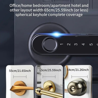 Fingerprint Door Lock 3in1 Biometric Password APP Lever Handle Lock (Black)