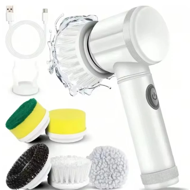 Electric Spin Scrubber,Bathroom Cleaning Brush Power Scrubber with 5 Replaceable Brush Heads, Electric Cleaning Brush