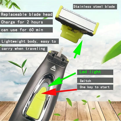 Electric Shaver For Men Women USB Rechargeable Shaver Portable Full Body Trimmer T Shaped Blade Razor For Armpit For Washable
