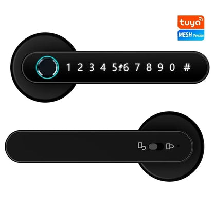 Fingerprint Door Lock 3in1 Biometric Password APP Lever Handle Lock (Black)