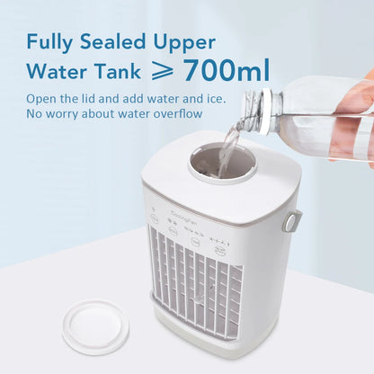 Portable Air Conditioner Fan 7-Color Light Refrigeration Small Fan Cooling Fan for Home Dormitory Mobile Cold Air Water-Cooled