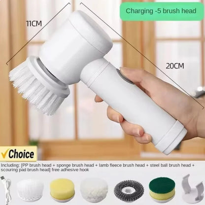 Electric Spin Scrubber,Bathroom Cleaning Brush Power Scrubber with 5 Replaceable Brush Heads, Electric Cleaning Brush