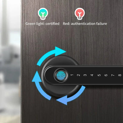 Fingerprint Door Lock 3in1 Biometric Password APP Lever Handle Lock (Black)