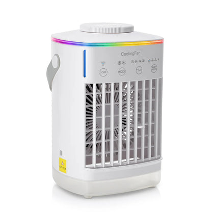 Portable Air Conditioner Fan 7-Color Light Refrigeration Small Fan Cooling Fan for Home Dormitory Mobile Cold Air Water-Cooled