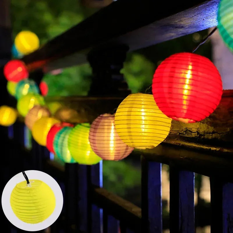 Solar Lantern String Lights Waterproof Outdoor LED Garland Fairy Light Patio Garden Decoration Light for Christmas Wedding Party