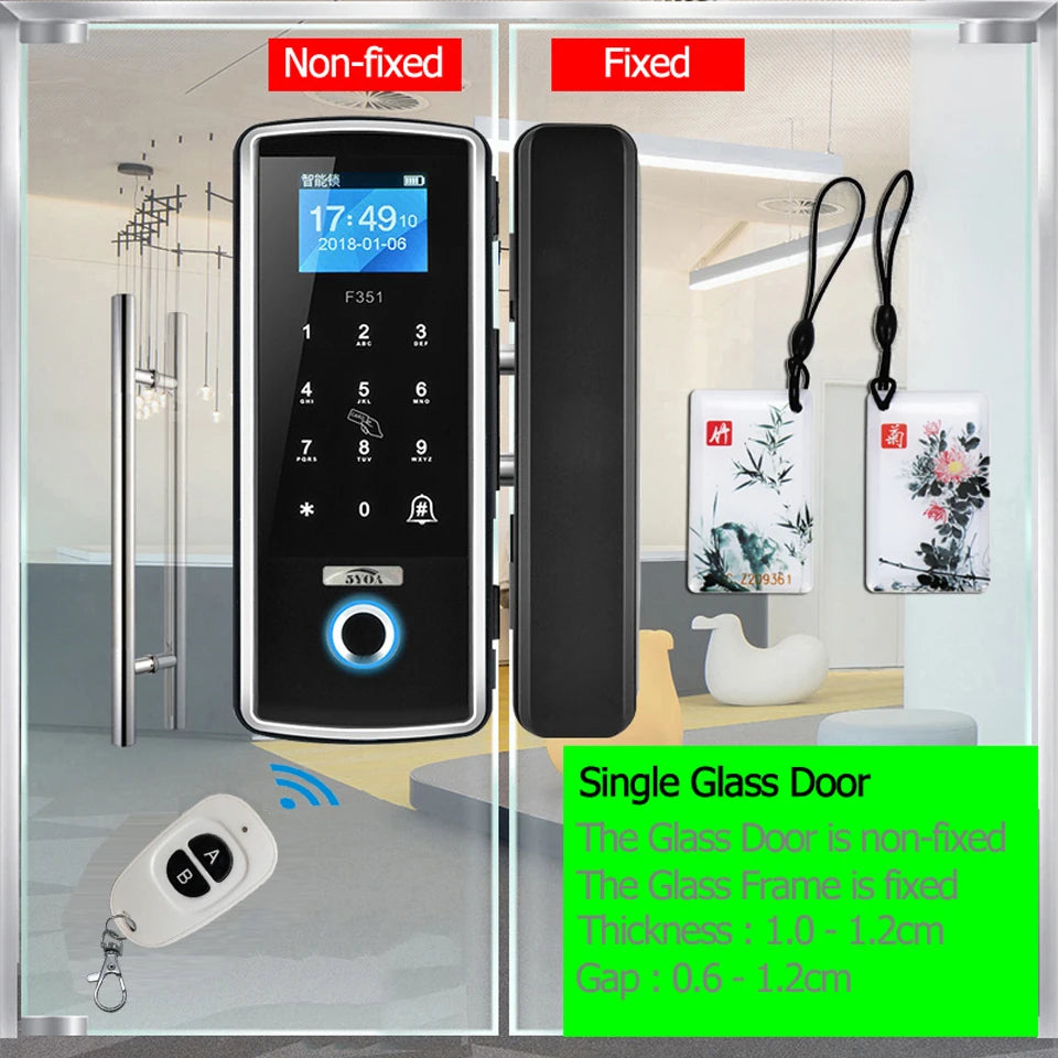 Fingerprint Door Lock Glasses Door Smart Electric Gate Opener RFID Card Password Electronic Gate Lock finger security Password