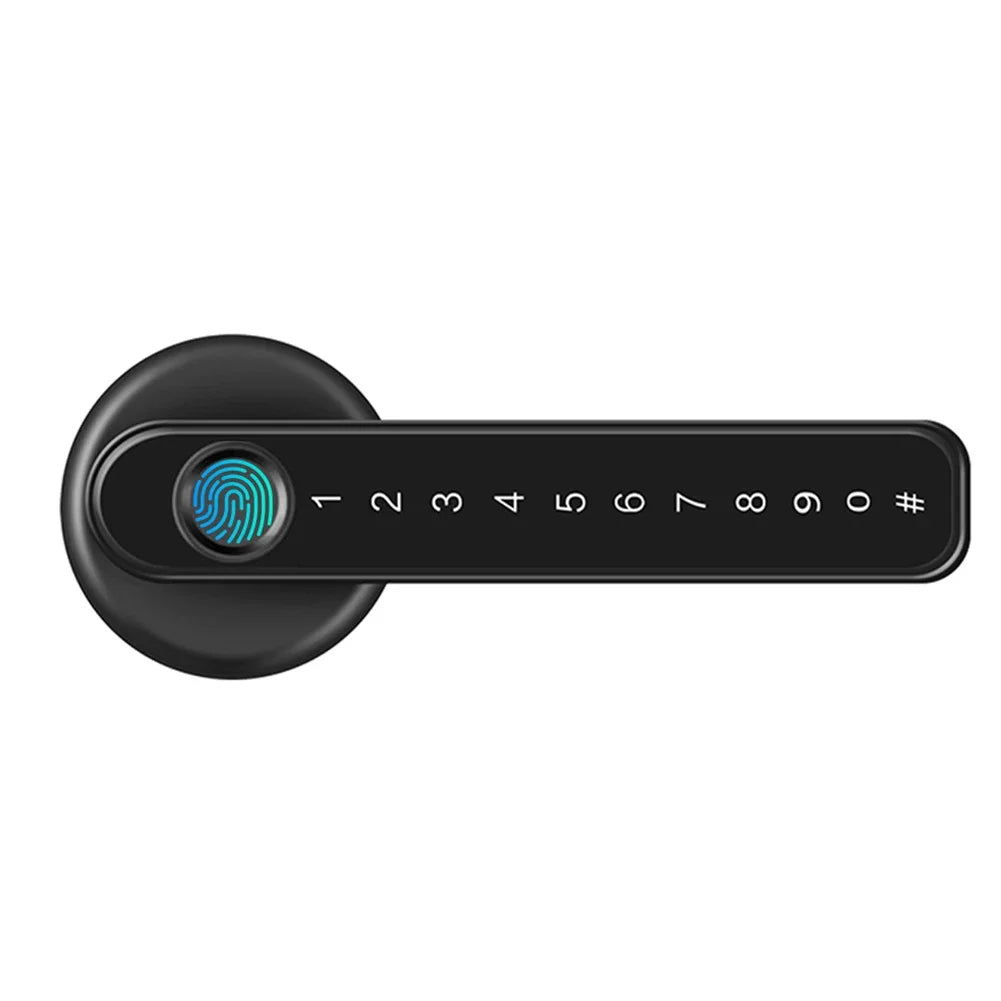 Fingerprint Door Lock 3in1 Biometric Password APP Lever Handle Lock (Black)