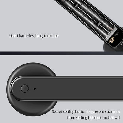 Fingerprint Door Lock 3in1 Biometric Password APP Lever Handle Lock (Black)